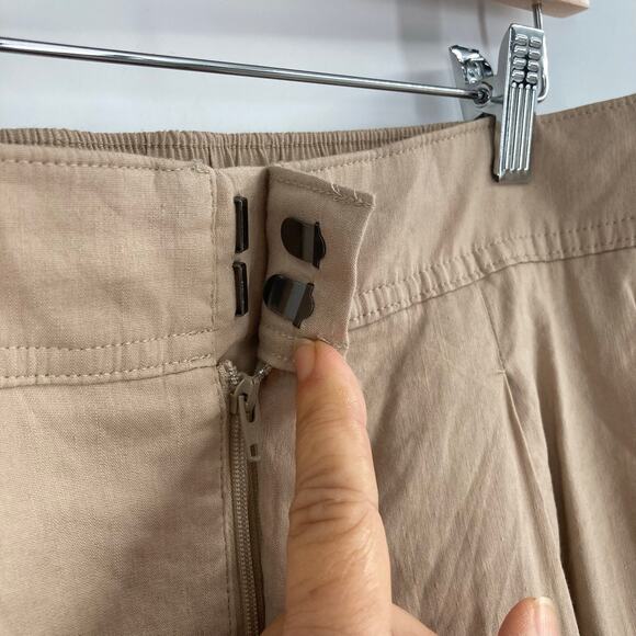 VINCE Preppy Linen Cargo Cropped Oat Beige Trouser Pant 8 NEW Capsule Beach - Picture 5 of 15